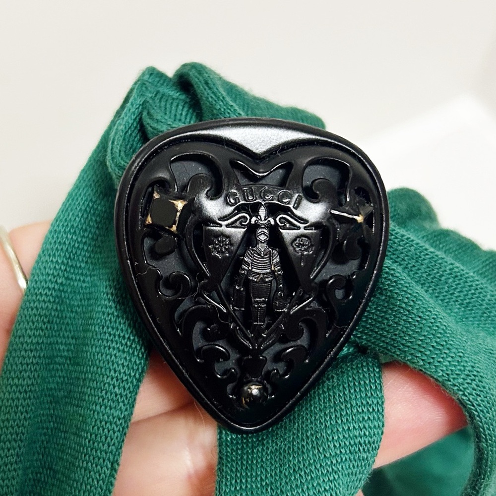 Authentic Gucci Rare Hysteria Black Heart & Teal Wool Adjustable Belt - Picture 8 of 15